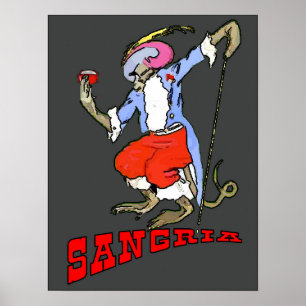 Sangria Monkey Vintage Stil, lägg till text Poster
