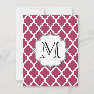 Sangria Moroccan Tile med Anpassade Monogram Inbjudningar
