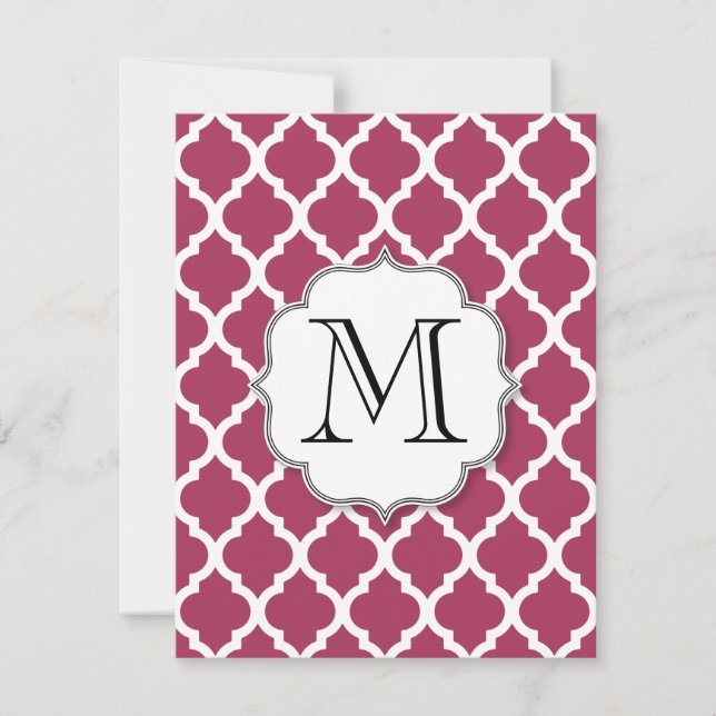 Sangria Moroccan Tile med Anpassade Monogram Inbjudningar (Framsida)