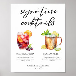 Sangria Moskva Mule Namnteckning Cocktails Menu Poster