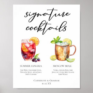 Sangria Moskva Mule Namnteckning Cocktails Menu Poster