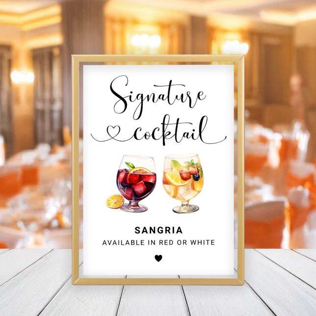 Sangria Namnteckning Cocktail Heart-skripttecken Inbjudningar (Skapare uppladdad)