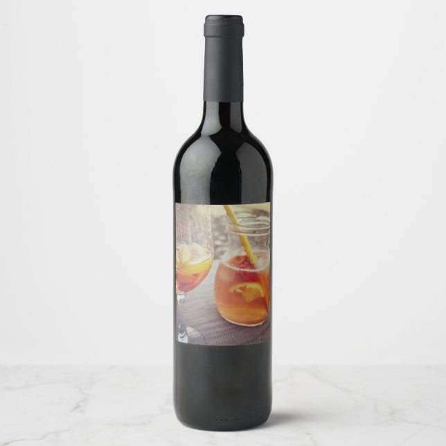 Sangria och solsken vinflaska etikett (Framsida)