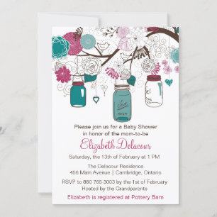 Sangria och Teal Mason Burk Baby Shower-inbjudan Inbjudningar