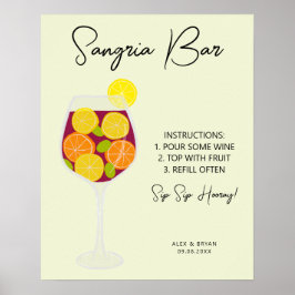 Sangria Pub Bröllop, Möhippa eller Party Menu Poster