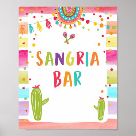 Sangria Pub Drinks Cactus Fiesta Party Bord Sign Poster