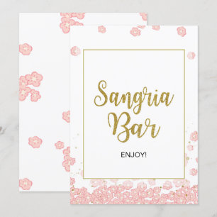 Sangria Pub-tecken Rosa och Guld Möhippa Inbjudningar