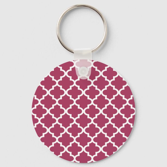 Sangria Red Moroccan Tile Trellis Mönster Nyckelring (Framsida)