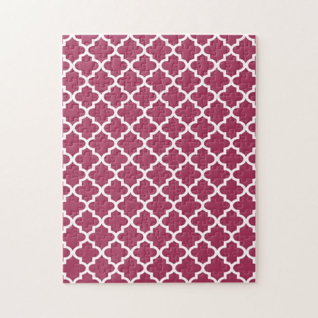 Sangria Red Moroccan Tile Trellis Mönster Pussel (Vertikal)