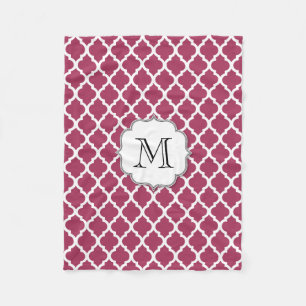 Sangria Red Moroccan Tile w/ Anpassade Monogram Fleecefilt