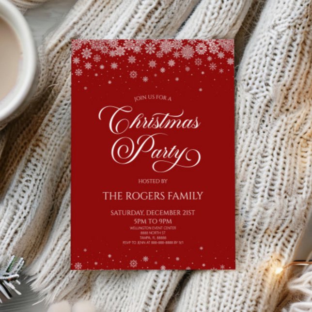 Sangria Red Snowflake Winter Christmas Party Inbjudningar (Skapare uppladdad)
