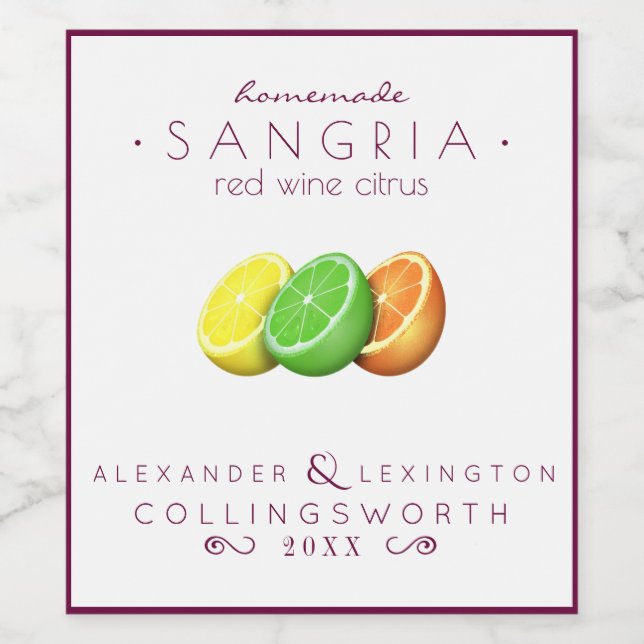 Sangria Red Vinflaska Etikett (Singel etikett)