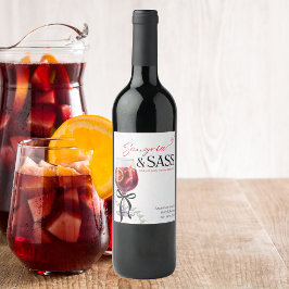 Sangria & Sass, Pärlor, Slingor Vinflaska Etikett