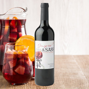 Sangria & Sass, Pärlor, Slingor Vinflaska Etikett