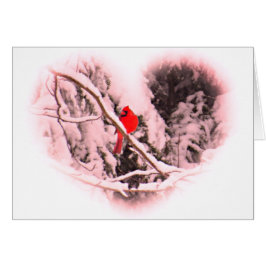Sangria Snö Kardinal Heart Hälsningskort