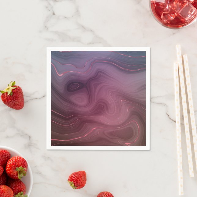 Sangria Strata | Moody Rosa och Lila Luxe Agate Pappersservett (Insitu)