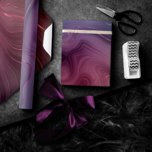 Sangria Strata   Moody Rosa och Lila Luxe Agate Presentpapper
