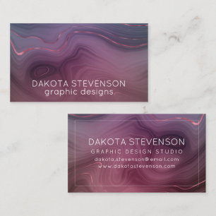Sangria Strata   Moody Rosa och Lila Luxe Agate Visitkort