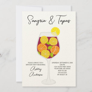 Sangria & Tapas Spain Cocktail Birthday Inbjudningar