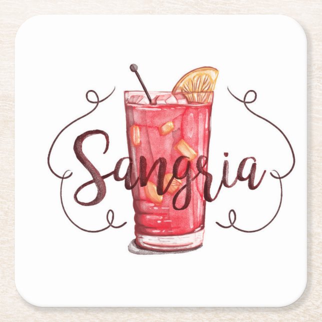Sangria Underlägg Papper Kvadrat (Framsidan)