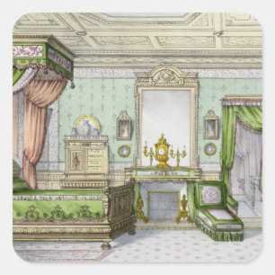 Sängrum i Renaissancen stil (färg litho) Fyrkantigt Klistermärke