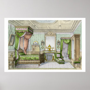 Sängrum i Renaissancen stil (färg litho) Poster
