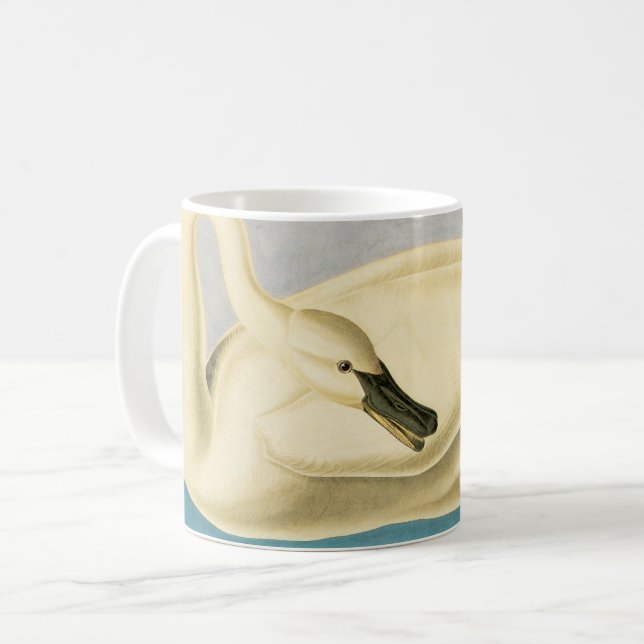 Sångsvan av John James Audubon, Vintage Fågel Kaffemugg (Framsida vänster)
