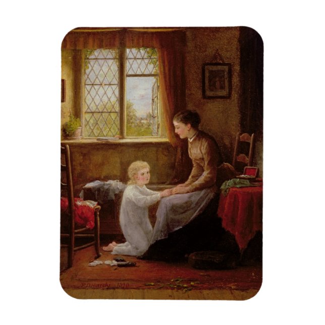 Sängtid, 1890 (olja på panel) magnet (Vertikal)