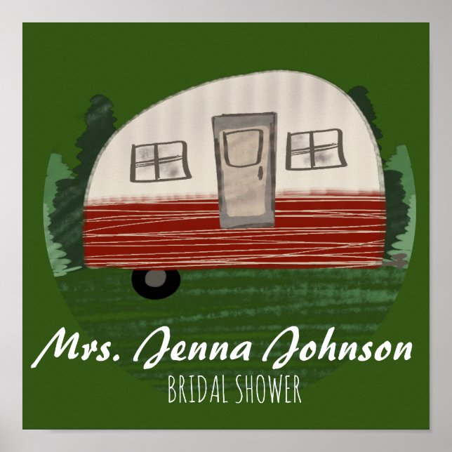 Sängvätstparty Camping Stuga Helg Grön  Poster (Framsidan)