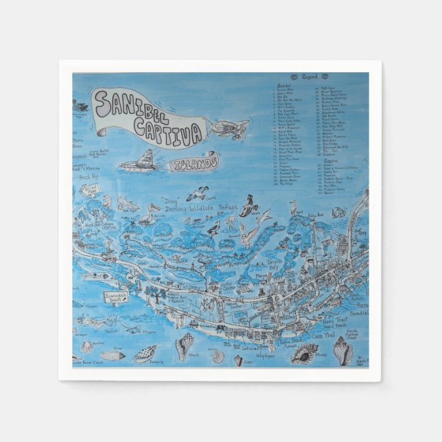 SANIBEL CAPTIVA Ö FLORIDA  PAPPERSSERVETT (Framsidan)