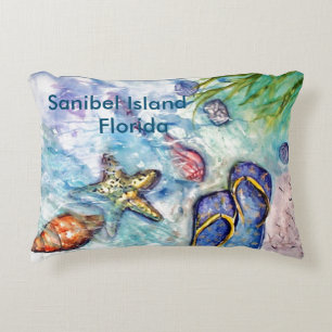 Sanibel flinflip flopsvattenfärg prydnadskudde