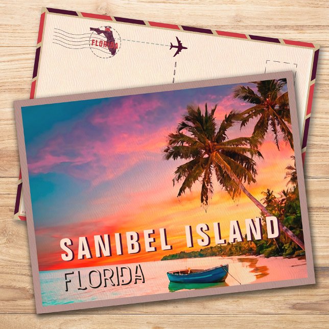 Sanibel Florida Tropical Handflatan Träd Sunset 19 Vykort (Skapare uppladdad)