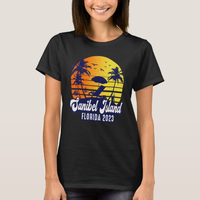 Sanibel Island 2023 Florida Sunset Beach Retro T Shirt (Framsida)
