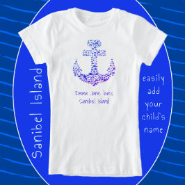 Sanibel Island FL Sea Creatures Anchor och Namn T Shirt