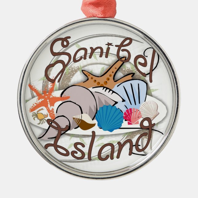 Sanibel Island Florida-årstidsdesign för prydnadsf Julgransprydnad Metall (Framsidan)