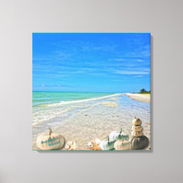 Sanibel Island Florida Beach med Fall Pumpkins Canvastryck