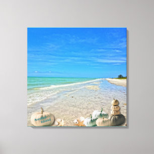 Sanibel Island Florida Beach med Fall Pumpkins Canvastryck