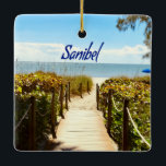 Sanibel Island Florida Beach Ocean Julgransprydnad Keramik<br><div class="desc">Sanibel Island Florida Beach Ocean Blue himlar,  grönt gräs och rent hav.</div>