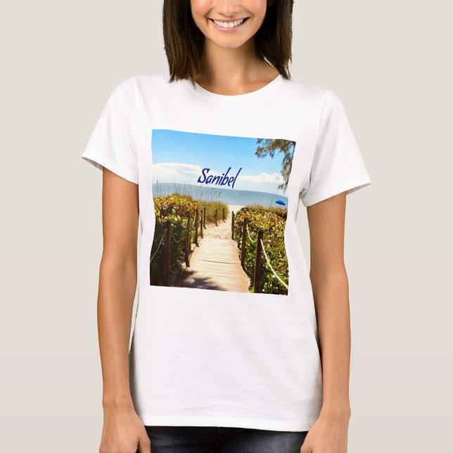 Sanibel Island Florida Beach Ocean T Shirt (Framsida)