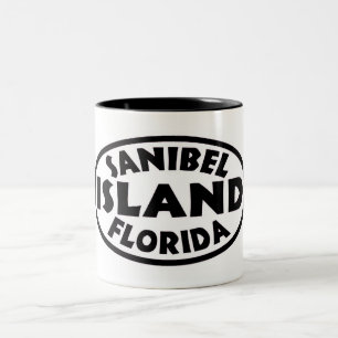 Sanibel Island Florida black oval Två-Tonad Mugg