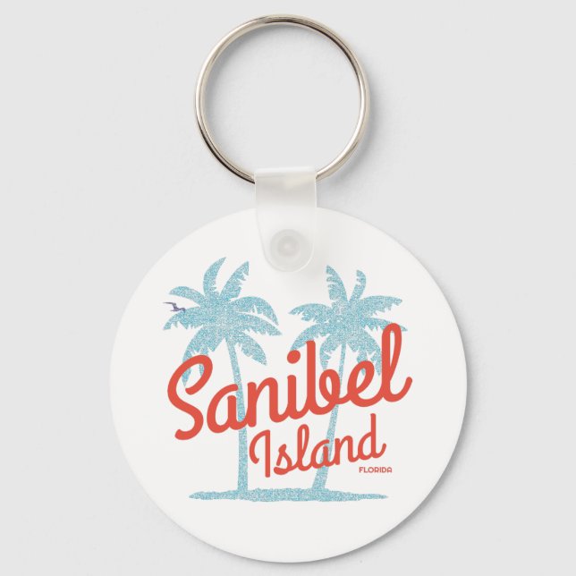 Sanibel Island Florida Bukt Kusten Souvenir Nyckelring (Framsida)