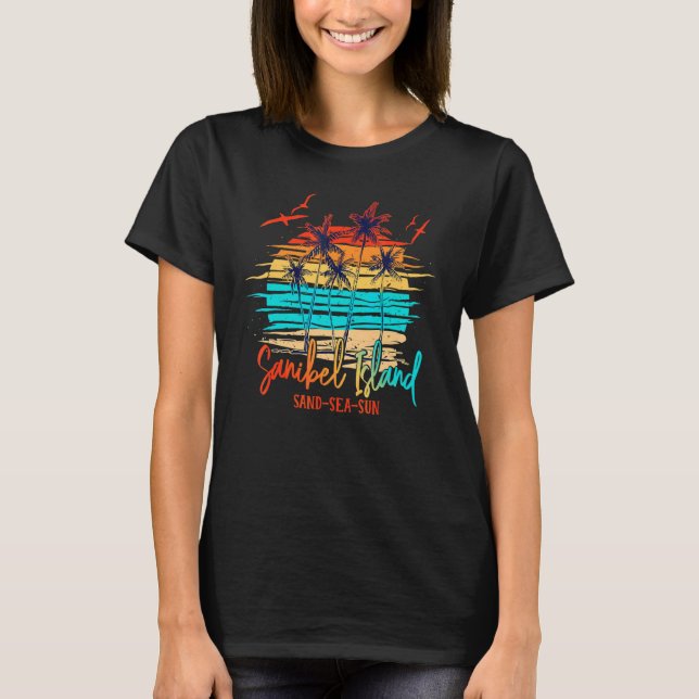 Sanibel Island Florida Handflatan Beach Surfboard  T Shirt (Framsida)