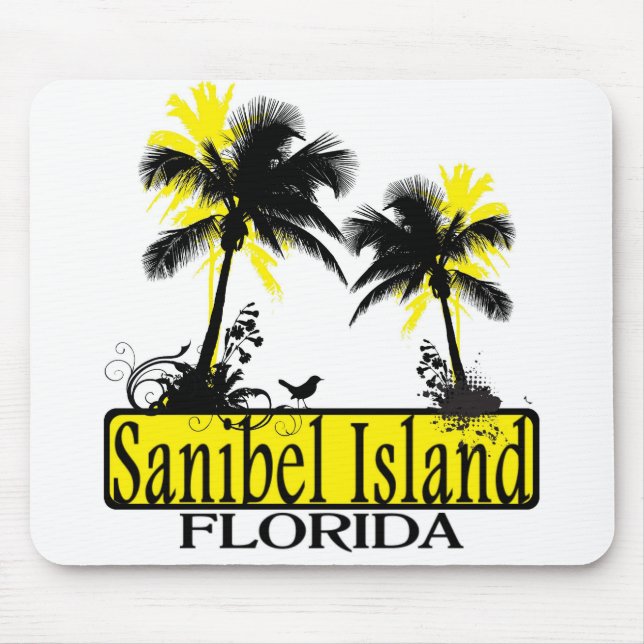 Sanibel Island Florida handflatan träd mousepad Musmatta (Framsidan)
