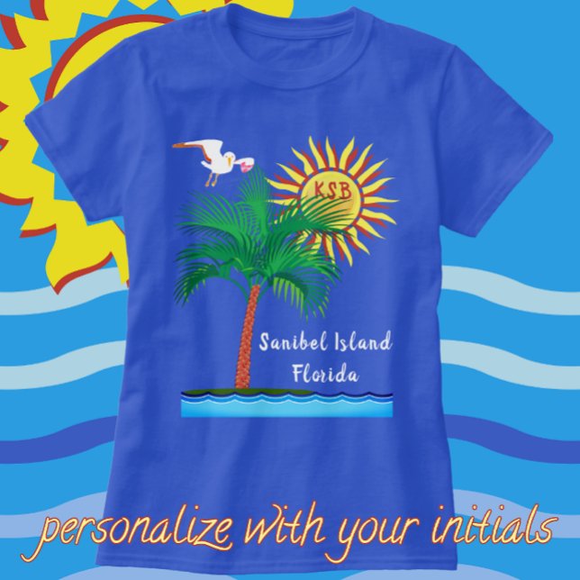 Sanibel Island Florida Handflatan Träd och Sunshin T Shirt (Sanibel Island Florida Souvenir)