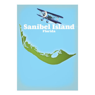 Sanibel Island Florida karta Fototryck