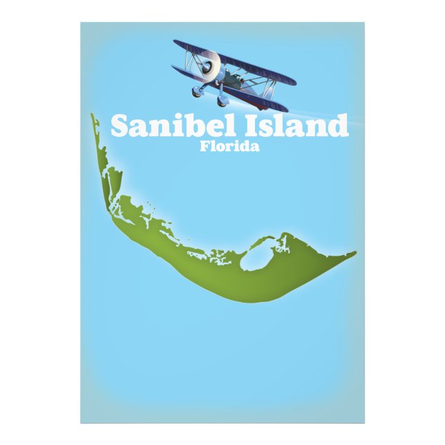 Sanibel Island Florida karta Fototryck (Framsidan)