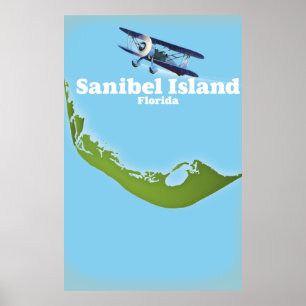 Sanibel Island Florida karta Poster