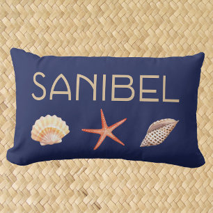Sanibel Island Florida med snäckor Lumbarkudde