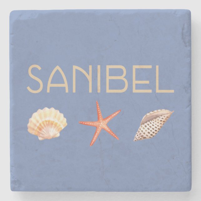 Sanibel Island Florida med snäckor Stenunderlägg (Framsidan)
