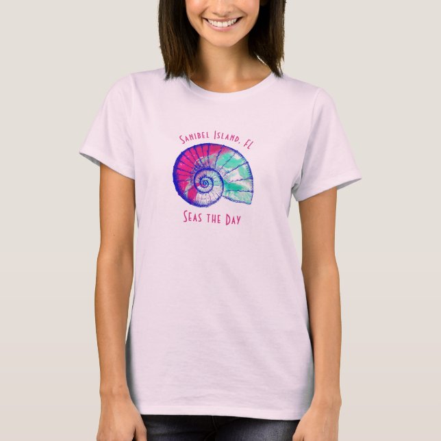 Sanibel Island Florida Pretty Seashell T-Shirt (Framsida)